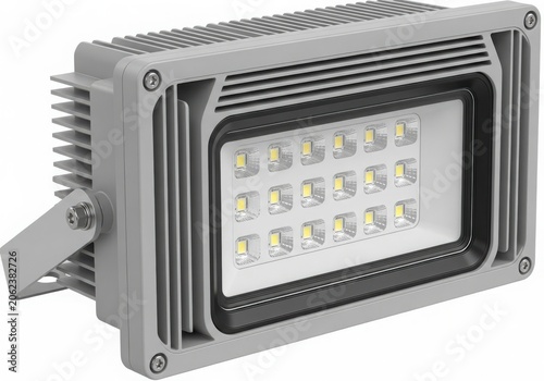 Led floodlight with bright yellow lights on