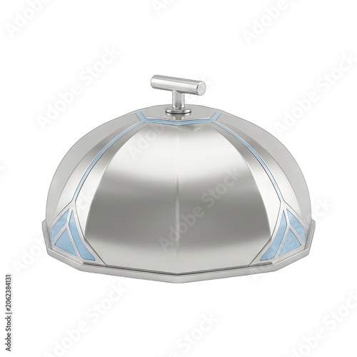 Modern Silver Cloche with Blue Accents