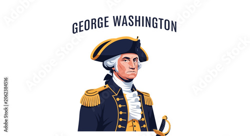 Line Art George Washington Colonial Uniform Editable Vector Graphic