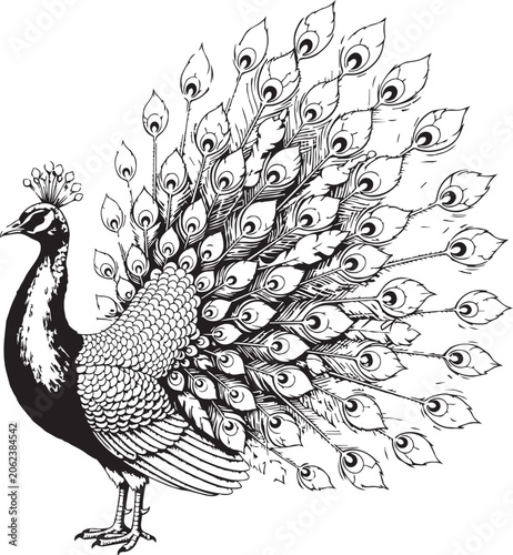 Φωτογραφία Majestic peacock displaying elaborate tail feathers in a natural setting during