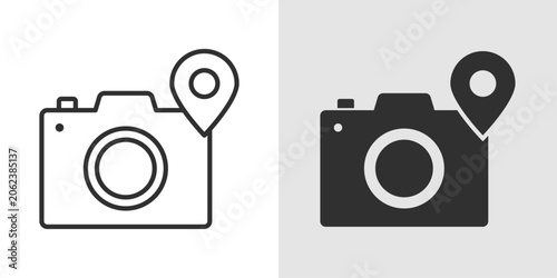 Obraz na plátne Travel Camera Icon represents capturing travel moments, tourism photography, and destination memories