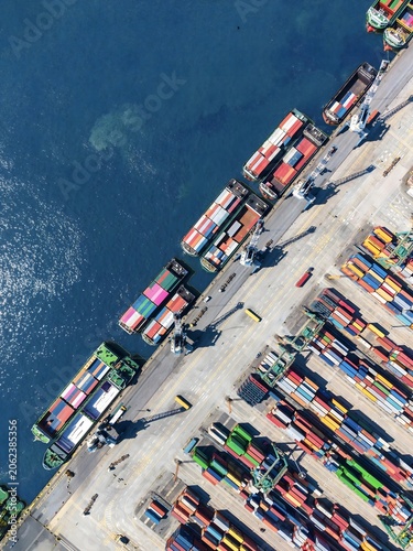 Bild auf Leinwand Aerial View of Container Ships and Cargo Terminal at Guangzhou Nansha Port