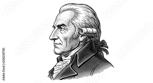 Canvastavla Classic John Adams Profile Portrait Typography Vector Design