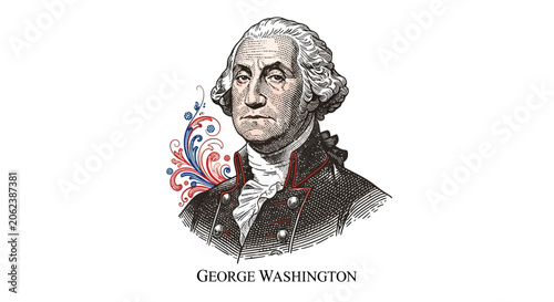 George Washington Portrait Engraving Editable Vector Design