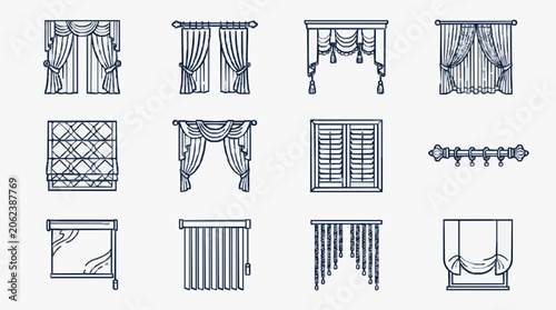 Tableau sur toile Diverse Window Curtain Design Patterns.