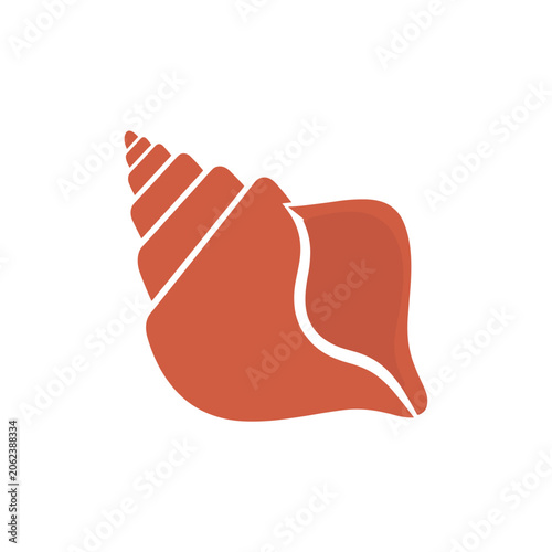 Minimalist reddish orange conch shell icon