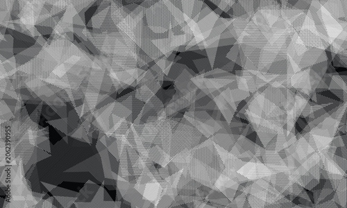 Obraz na płótnie Black and white geometric dazzle camouflage pattern with halftone effect abstrac
