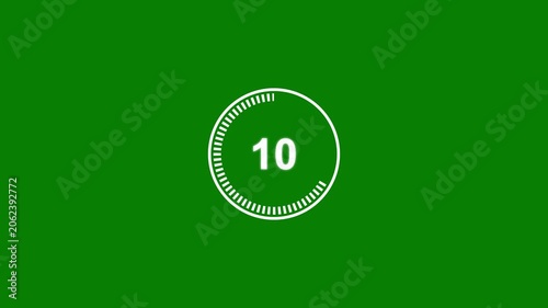 15 second countdown timer animation on green background, One minute timer countdown.Progress bars circle with countdown. Motion Graphic concept. animation