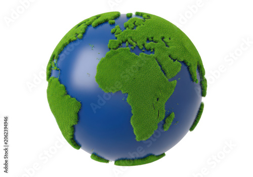 Earth globe with green continents and blue oceans isolated PNG isolated on transparent background