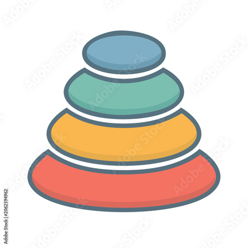 Stacked colorful rings 3D render