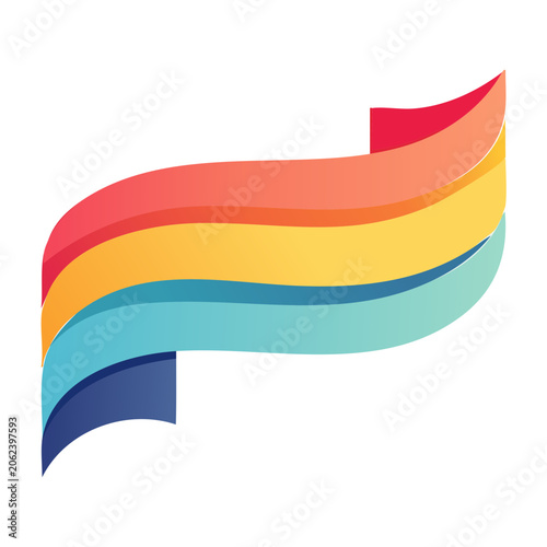 Abstract colorful flowing ribbon vector