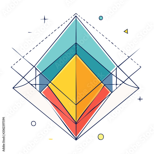 3D geometric cube with color gradient