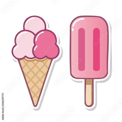 Flat design ice cream cone with heart shape