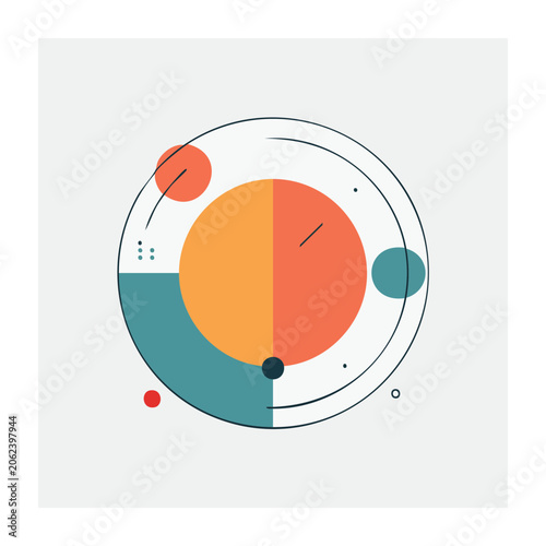 Minimalist abstract circles and orbits illustration