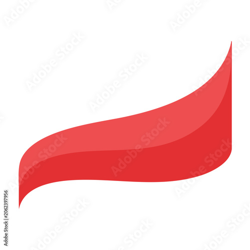 Red curved ribbon on transparent background