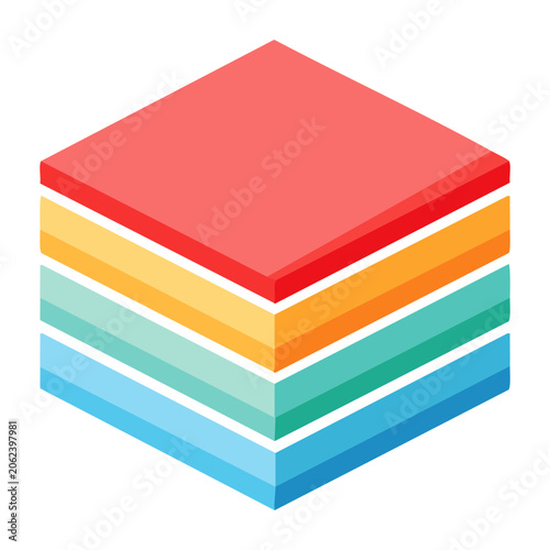 Stacked papers in flat design colors