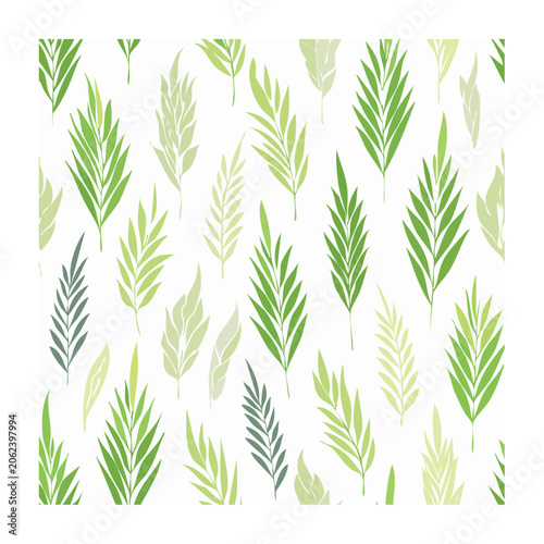 Repeating green leaf pattern vector