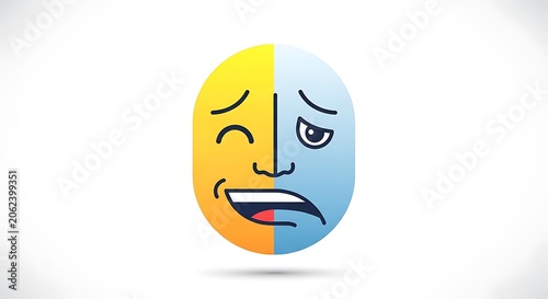 Colorful Split Face Emoji with Mixed Expressions