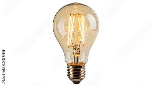Fotografía Vintage clear glass incandescent light bulb with a glowing warm filament isolate