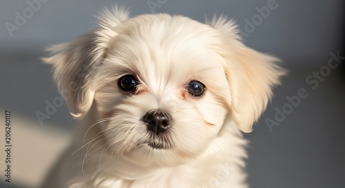 Cute White Puppy Face Close Up