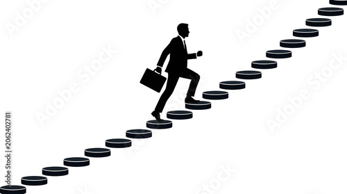 Businessman Climbing Stairs to Success – Career Growth Concept