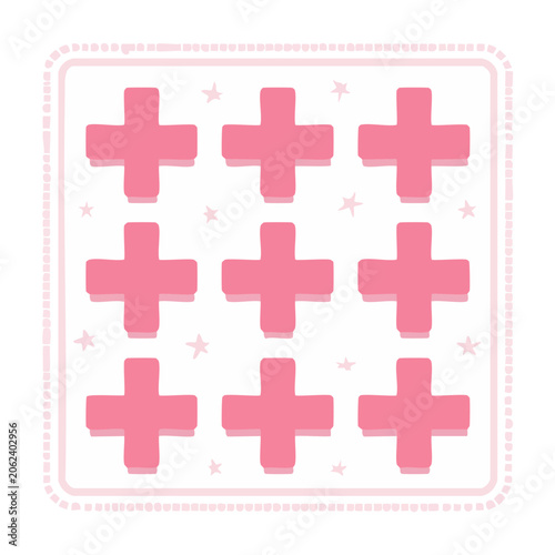 Pink cross pattern on transparent background