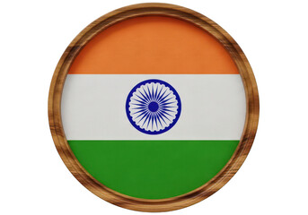Indian national flag icon with round border PNG isolated on transparent background