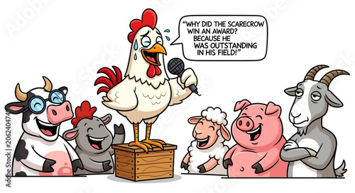 Photos Funny Farm Animals Joke Telling Competition - Chicken MC