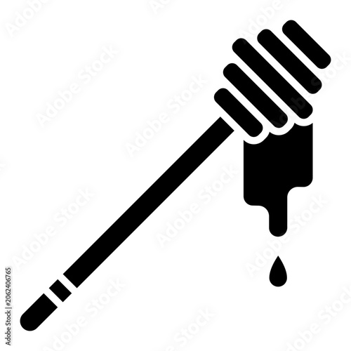 Honey dipper glyph solid icon