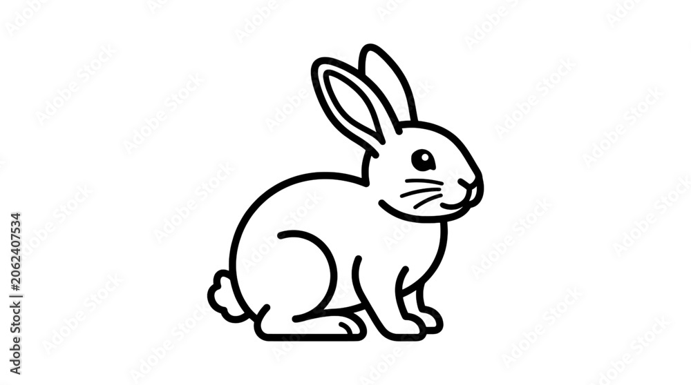 Fototapeta premium Rabbit Black White Background Isolated