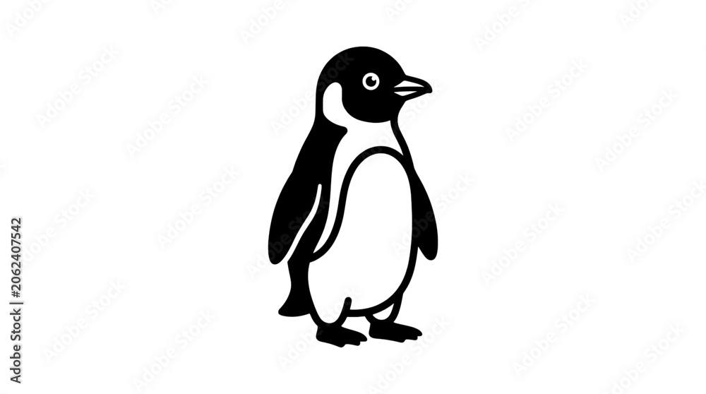 Obraz premium Penguin Black White Background Isolated