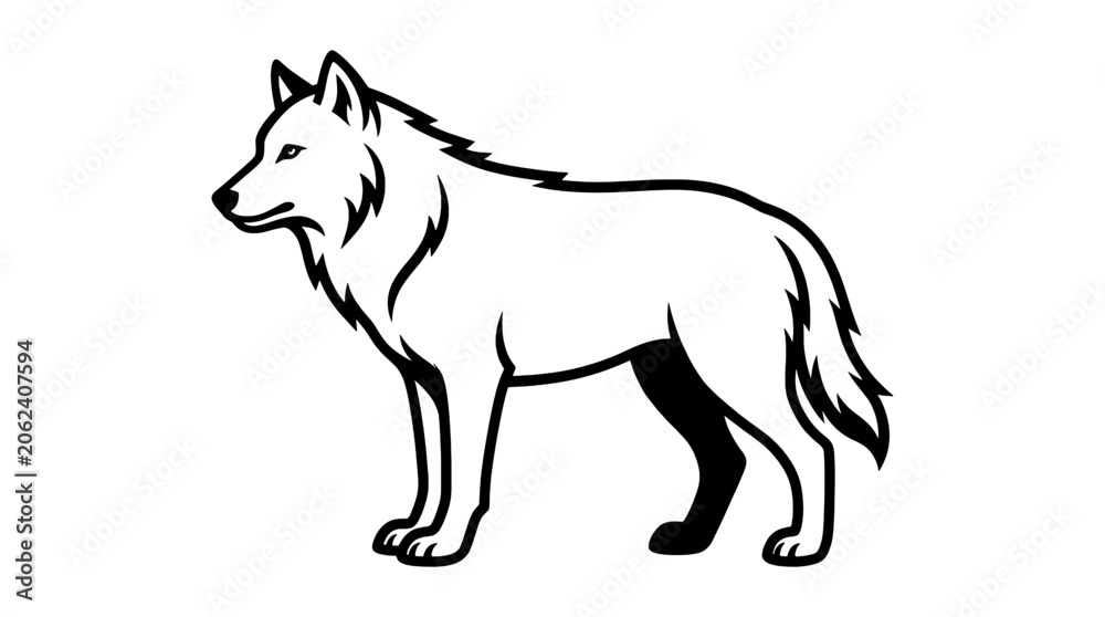 Obraz premium Wolf Black White Background Isolated