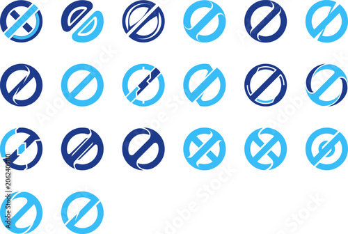 Collection of prohibition and forbidden symbols in circle designs for restriction themes.