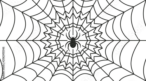 Canvas-taulu Spooky Spider on Intricate Spiderweb Full Frame Background