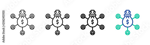 Money Distribution Icon Collection Different Style Outline