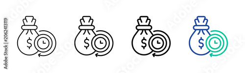 Time Is Money Icon Collection Different Style Outline