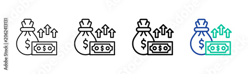 Capital Gain Icon Collection Different Style Outline