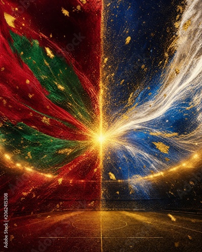 Dynamic international football rivalry background featuring explosive stadium energy and championship atmosphere. Perfect for tournament promotions, match announcements, and sports marketing campaigns