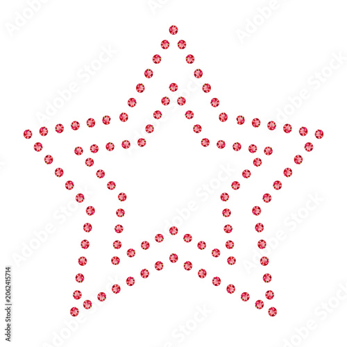 Red Gemstone Star Frame, Rhinestone Star Border, Sparkling Ruby Star Overlay, Double-Layer Diamond Star Graphic. Y2K or Glam Aesthetic for Apparel Design, Digital Scrapbooking, and Holiday Decorations