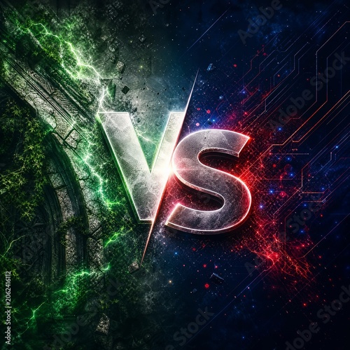 Green Neon VS Background with Futuristic Sports Energy Effect