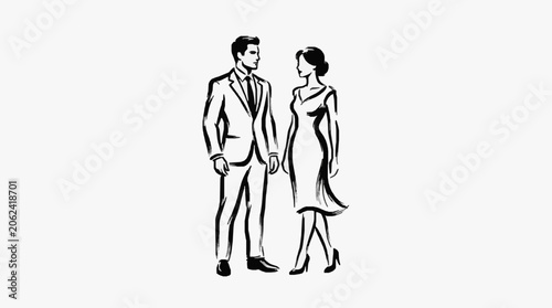 Tableau sur toile Two business professionals standing together professionally.