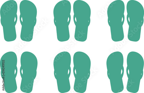 Photos Flip flops summer footwear silhouette collection, monochrome vector set