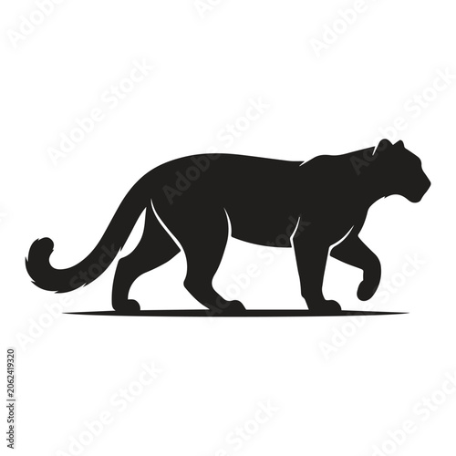 Schilderij op canvas Black silhouette graphic of a prowling panther with predator wildlife prowling