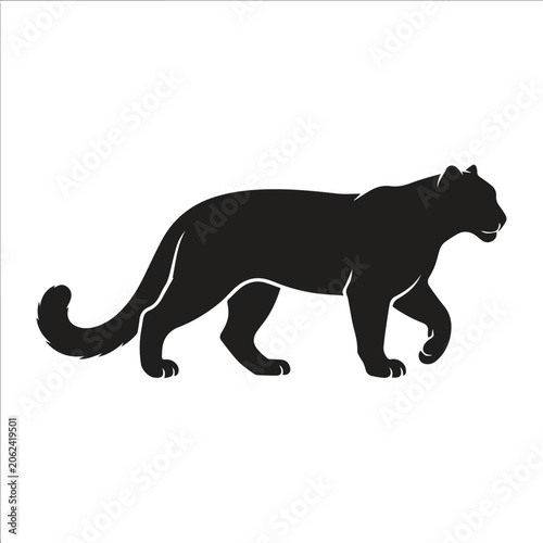Stalking black panther graphic silhouette with silhouette wildlife predator