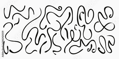 Принти на полотні Abstract doodle squiggles ,playful  bold wavy lines and swirls