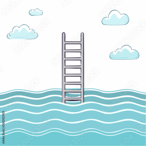 Ladder to the Sky Emerging from Water