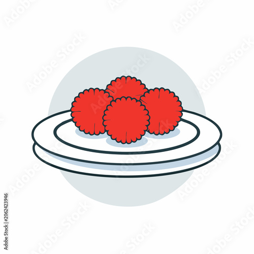 Illustration of Red Berries on a Plate