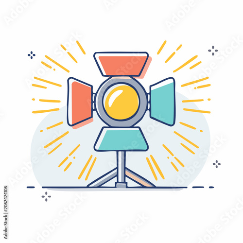 Spotlight Icon with Light Rays