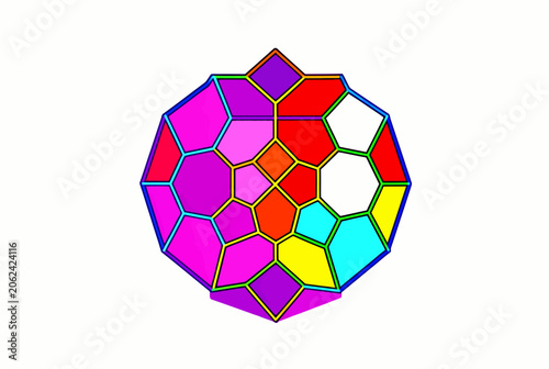 Colorful Geometric Mosaic Sphere Abstract Design.