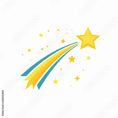 Stylized Shooting Star with Trails and Stars